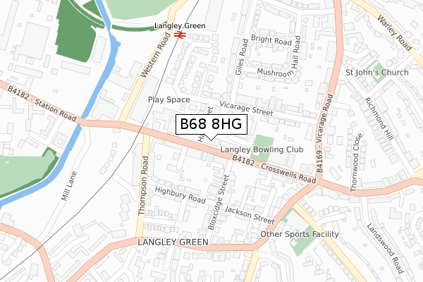 B68 8HG map - large scale - OS Open Zoomstack (Ordnance Survey)