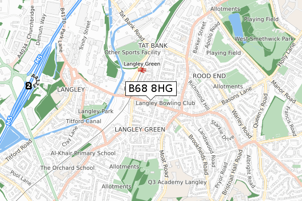 B68 8HG map - small scale - OS Open Zoomstack (Ordnance Survey)