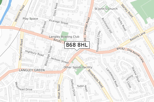 B68 8HL map - large scale - OS Open Zoomstack (Ordnance Survey)