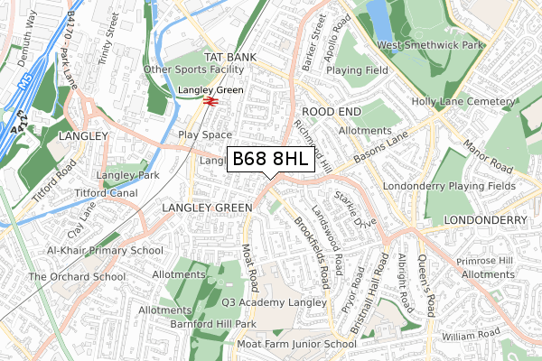 B68 8HL map - small scale - OS Open Zoomstack (Ordnance Survey)