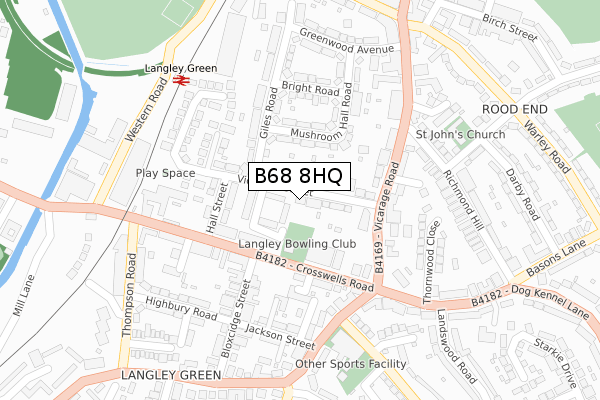 B68 8HQ map - large scale - OS Open Zoomstack (Ordnance Survey)