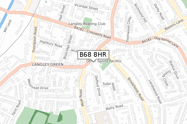 B68 8HR map - large scale - OS Open Zoomstack (Ordnance Survey)