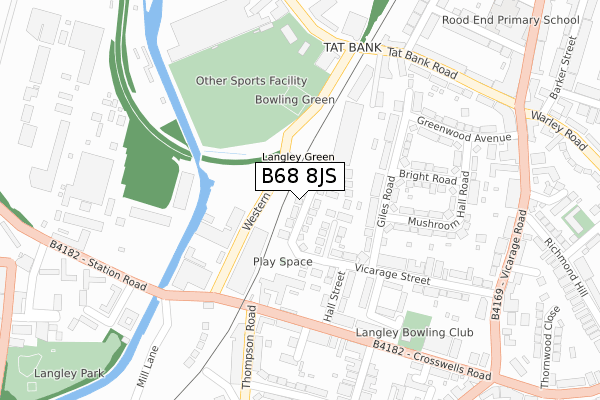 B68 8JS map - large scale - OS Open Zoomstack (Ordnance Survey)