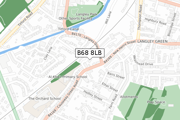 B68 8LB map - large scale - OS Open Zoomstack (Ordnance Survey)