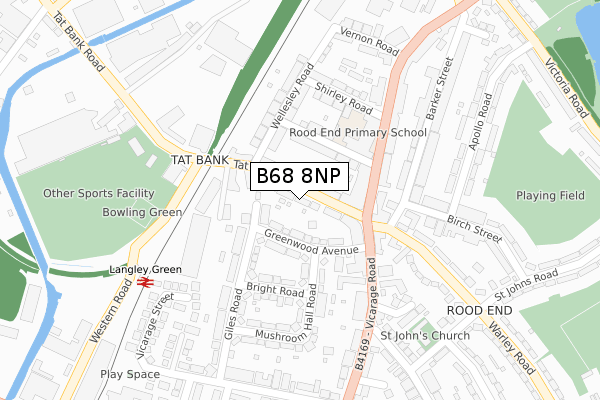 B68 8NP map - large scale - OS Open Zoomstack (Ordnance Survey)