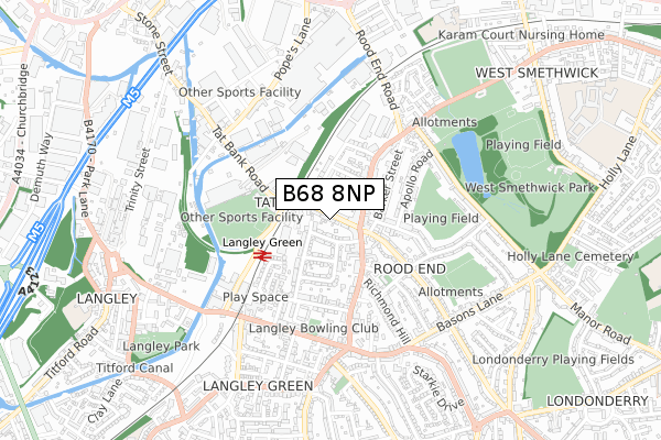 B68 8NP map - small scale - OS Open Zoomstack (Ordnance Survey)