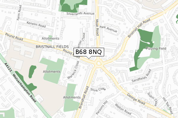 B68 8NQ map - large scale - OS Open Zoomstack (Ordnance Survey)