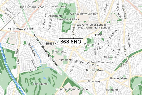 B68 8NQ map - small scale - OS Open Zoomstack (Ordnance Survey)