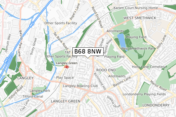 B68 8NW map - small scale - OS Open Zoomstack (Ordnance Survey)