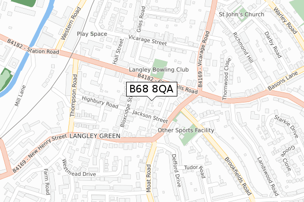 B68 8QA map - large scale - OS Open Zoomstack (Ordnance Survey)