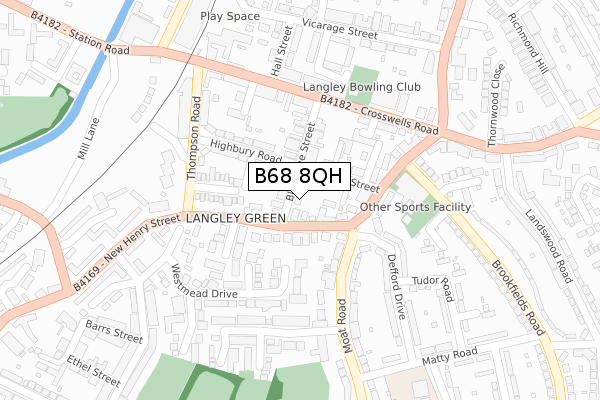 B68 8QH map - large scale - OS Open Zoomstack (Ordnance Survey)