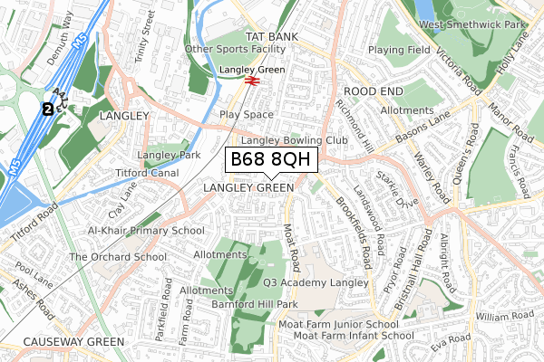 B68 8QH map - small scale - OS Open Zoomstack (Ordnance Survey)