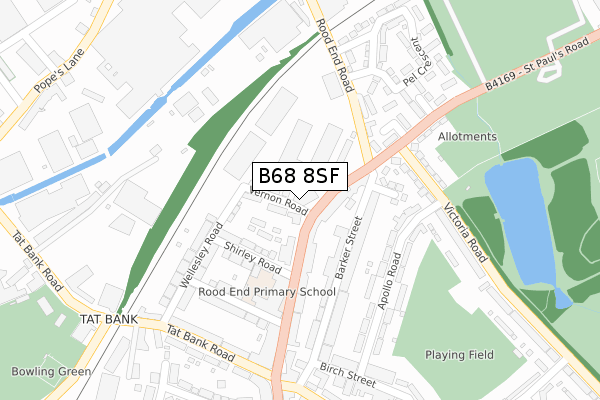 B68 8SF map - large scale - OS Open Zoomstack (Ordnance Survey)