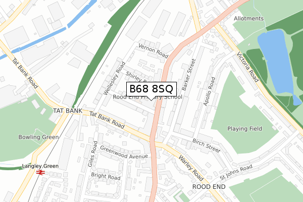 B68 8SQ map - large scale - OS Open Zoomstack (Ordnance Survey)