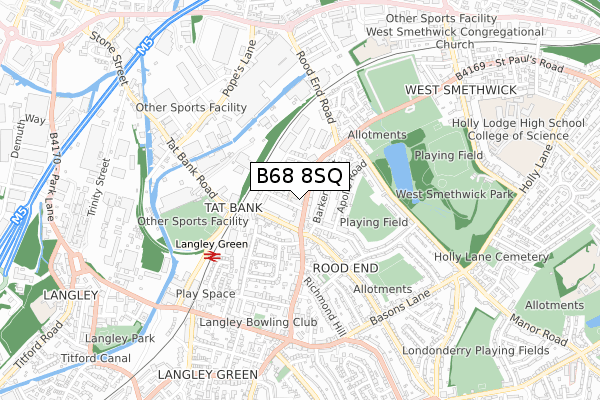 B68 8SQ map - small scale - OS Open Zoomstack (Ordnance Survey)