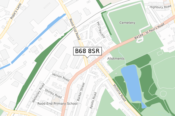 B68 8SR map - large scale - OS Open Zoomstack (Ordnance Survey)