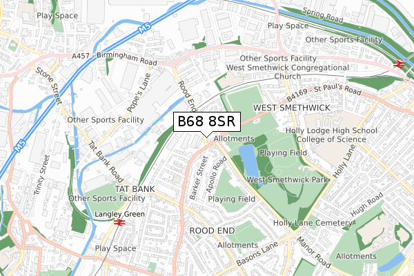 B68 8SR map - small scale - OS Open Zoomstack (Ordnance Survey)