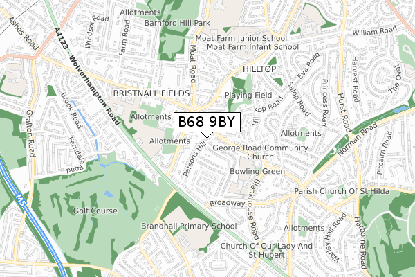 B68 9BY map - small scale - OS Open Zoomstack (Ordnance Survey)