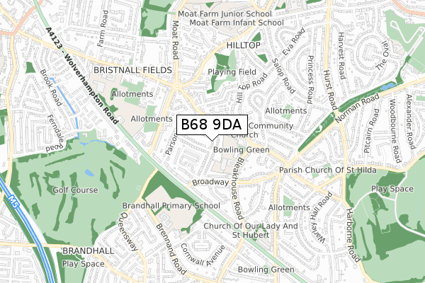 B68 9DA map - small scale - OS Open Zoomstack (Ordnance Survey)