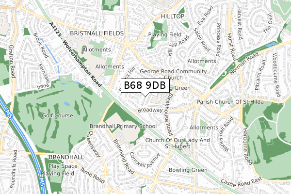 B68 9DB map - small scale - OS Open Zoomstack (Ordnance Survey)