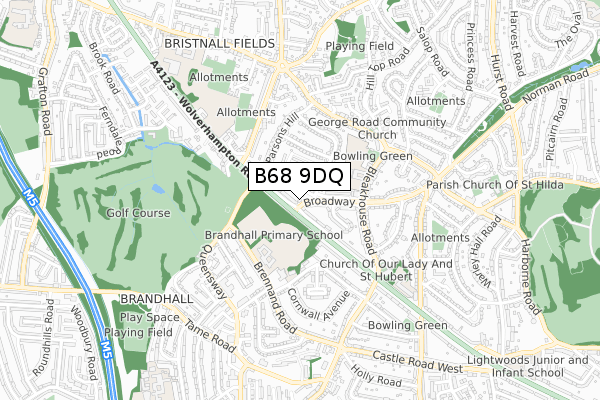 B68 9DQ map - small scale - OS Open Zoomstack (Ordnance Survey)