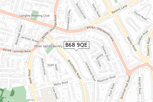 B68 9QE map - large scale - OS Open Zoomstack (Ordnance Survey)