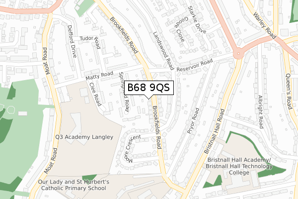 B68 9QS map - large scale - OS Open Zoomstack (Ordnance Survey)