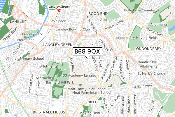 B68 9QX map - small scale - OS Open Zoomstack (Ordnance Survey)