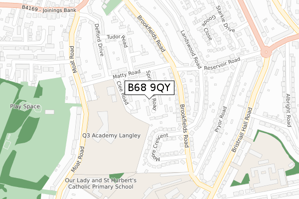 B68 9QY map - large scale - OS Open Zoomstack (Ordnance Survey)