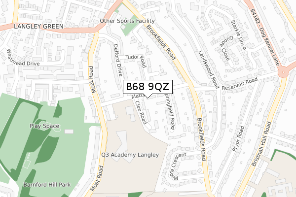 B68 9QZ map - large scale - OS Open Zoomstack (Ordnance Survey)