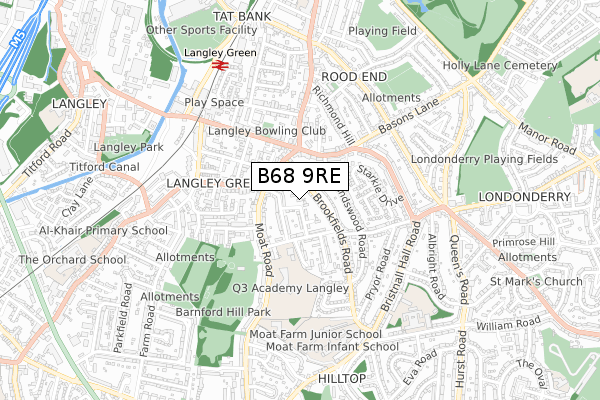 B68 9RE map - small scale - OS Open Zoomstack (Ordnance Survey)