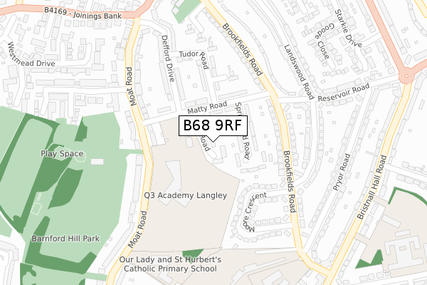 B68 9RF map - large scale - OS Open Zoomstack (Ordnance Survey)