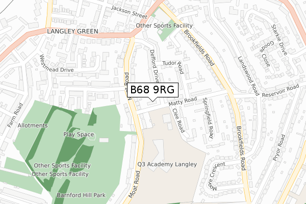 B68 9RG map - large scale - OS Open Zoomstack (Ordnance Survey)