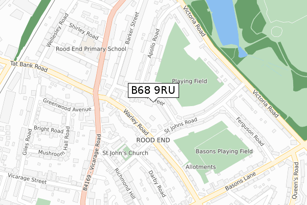 B68 9RU map - large scale - OS Open Zoomstack (Ordnance Survey)