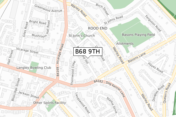 B68 9TH map - large scale - OS Open Zoomstack (Ordnance Survey)