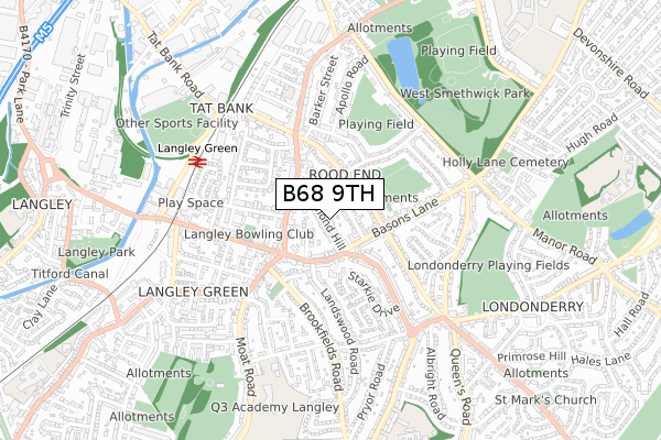 B68 9TH map - small scale - OS Open Zoomstack (Ordnance Survey)