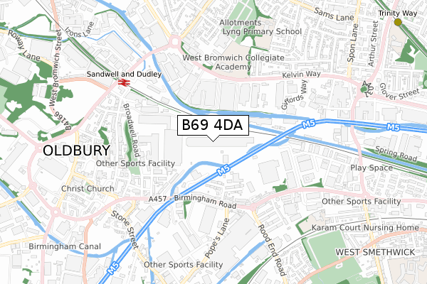 B69 4DA map - small scale - OS Open Zoomstack (Ordnance Survey)