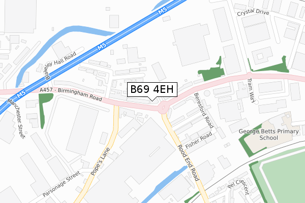 B69 4EH map - large scale - OS Open Zoomstack (Ordnance Survey)