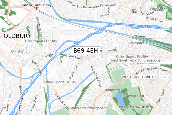 B69 4EH map - small scale - OS Open Zoomstack (Ordnance Survey)