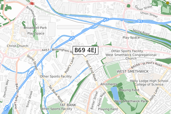 B69 4EJ map - small scale - OS Open Zoomstack (Ordnance Survey)