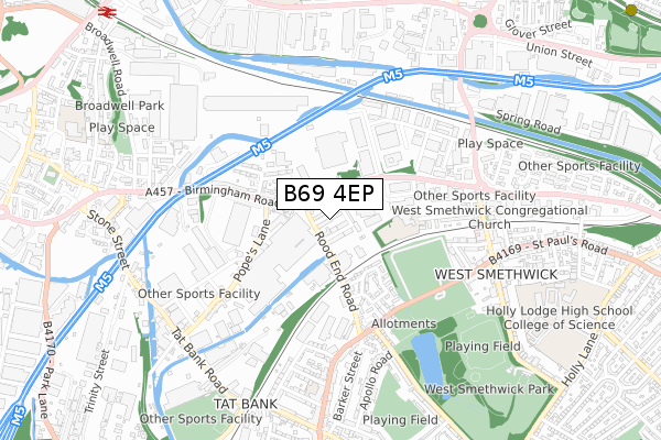 B69 4EP map - small scale - OS Open Zoomstack (Ordnance Survey)