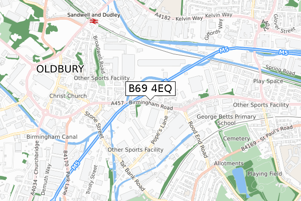 B69 4EQ map - small scale - OS Open Zoomstack (Ordnance Survey)