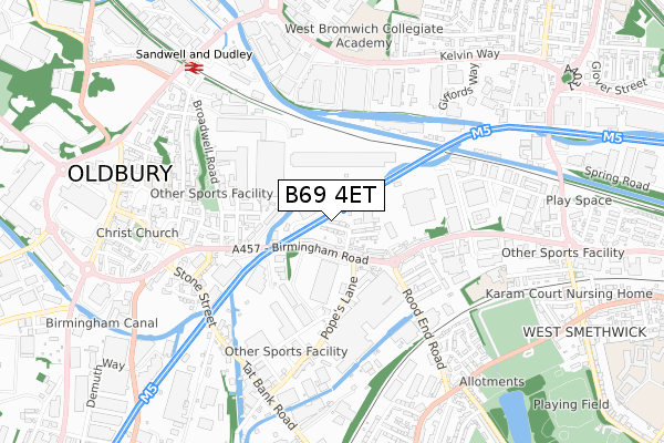 B69 4ET map - small scale - OS Open Zoomstack (Ordnance Survey)