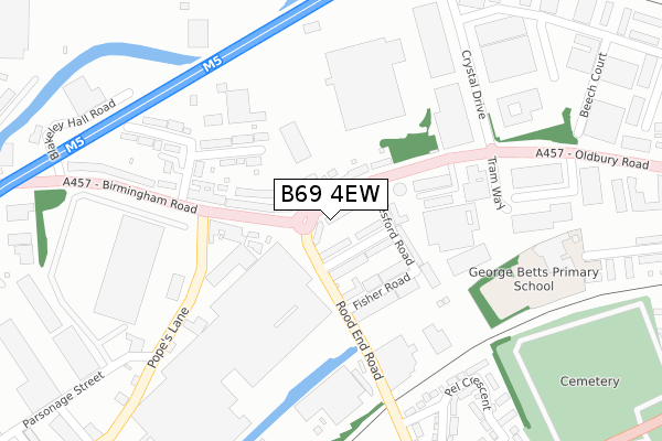 B69 4EW map - large scale - OS Open Zoomstack (Ordnance Survey)