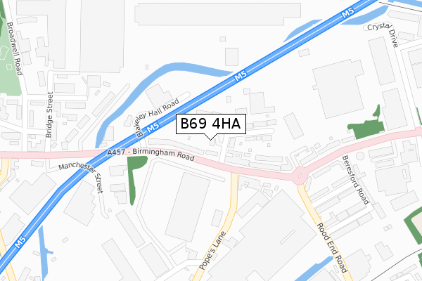 B69 4HA map - large scale - OS Open Zoomstack (Ordnance Survey)