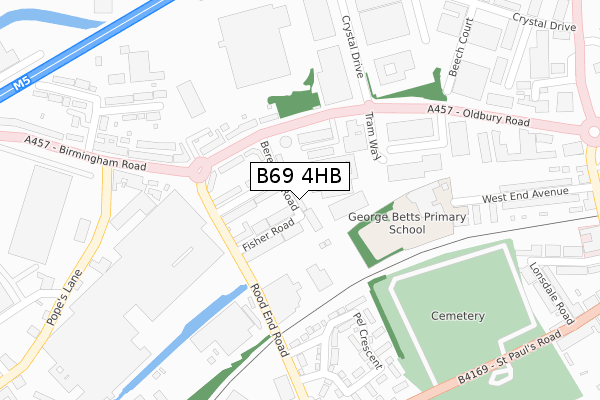 B69 4HB map - large scale - OS Open Zoomstack (Ordnance Survey)