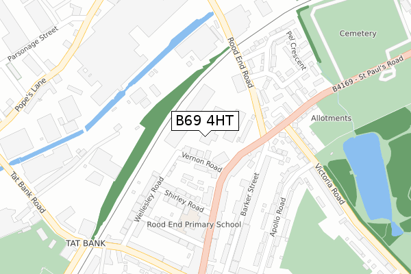 B69 4HT map - large scale - OS Open Zoomstack (Ordnance Survey)