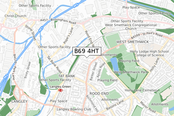 B69 4HT map - small scale - OS Open Zoomstack (Ordnance Survey)