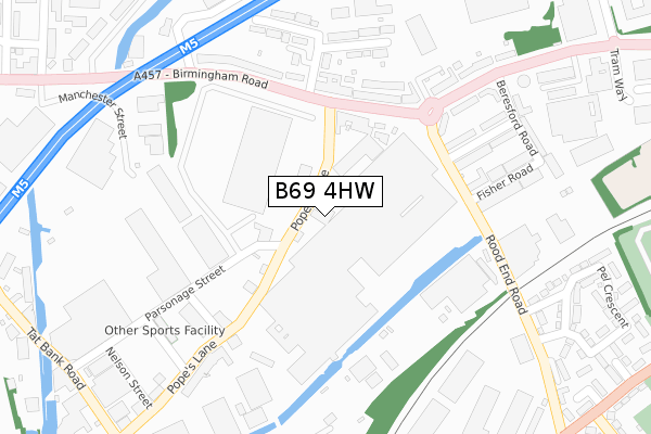 B69 4HW map - large scale - OS Open Zoomstack (Ordnance Survey)