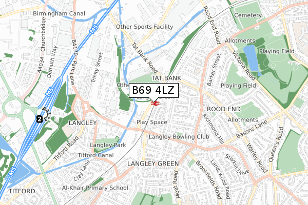 B69 4LZ map - small scale - OS Open Zoomstack (Ordnance Survey)